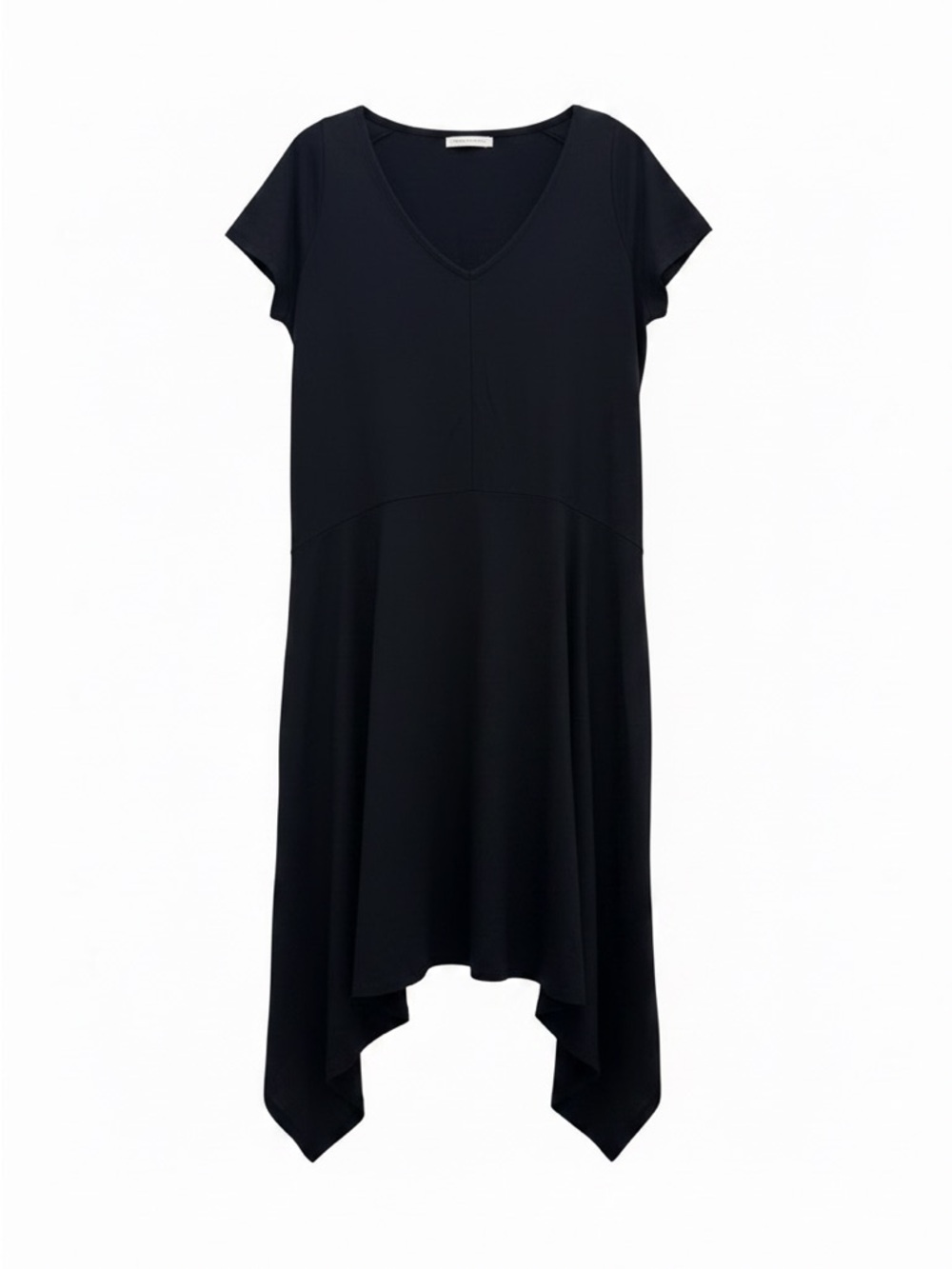 Flowing black High-Low Short Sleeve Dress for Women - Picture 3 of 6